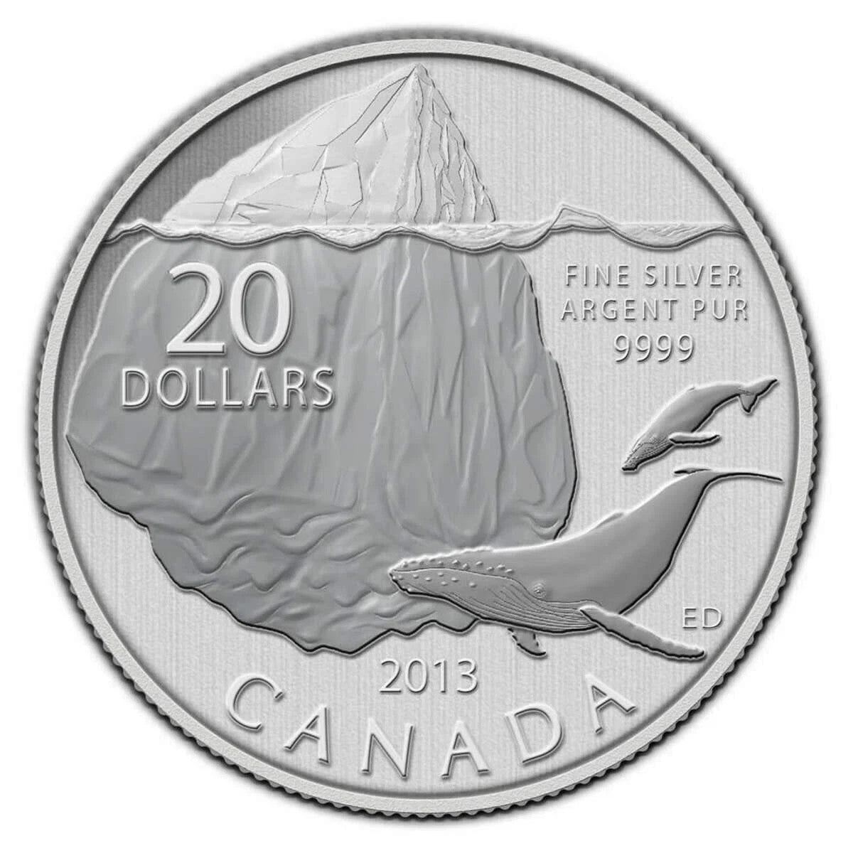 2013 $20 for $20 Iceberg and Whale - Pure Silver Coin0