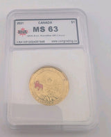 **MS-63** 2021 Coloured Klondike Loonie Graded KSA - PERFECT CONDITION0