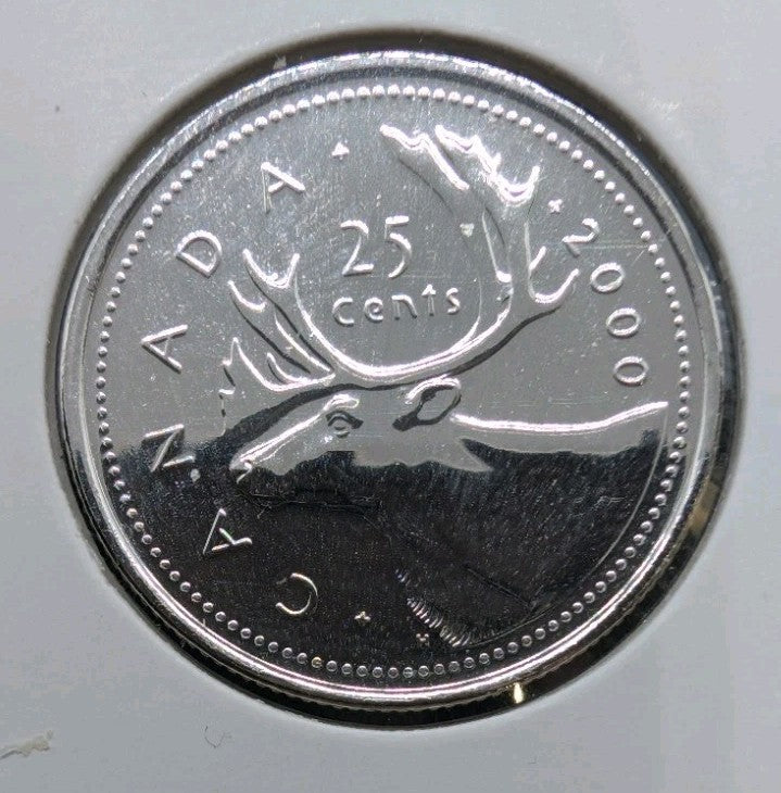 Canada 2000w Prooflike Loonie 25 cent Quarter Coin Winnipeg W Mint Mark 20000