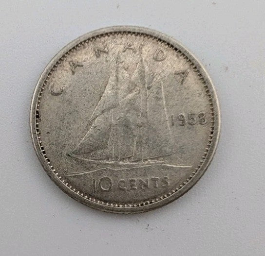 1958 Canada 10c Silver coin Dime0