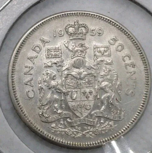 1959 Canadian 50 Cents .800 Silver Half Dollar Queen Elizabeth II UNC - NumisFind