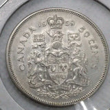 1959 Canadian 50 Cents .800 Silver Half Dollar Queen Elizabeth II UNC - NumisFind