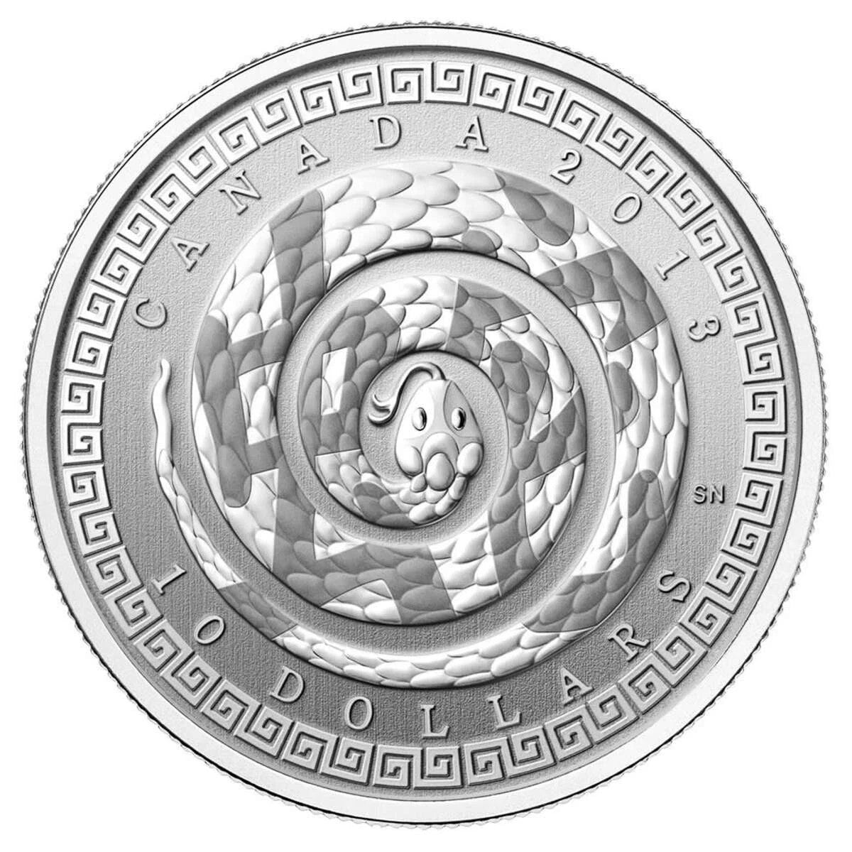 2013 $10 Special Edition Year of the Snake - 1/2 oz  .9999  Pure Silver Coin0