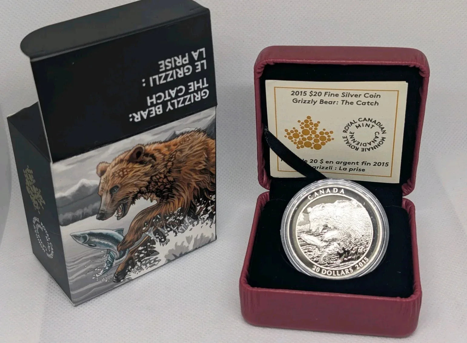 2015 Canada $20 Dollars 1 Oz. 9999 silver Grizzly Bear The Catch Proof - NumisFind