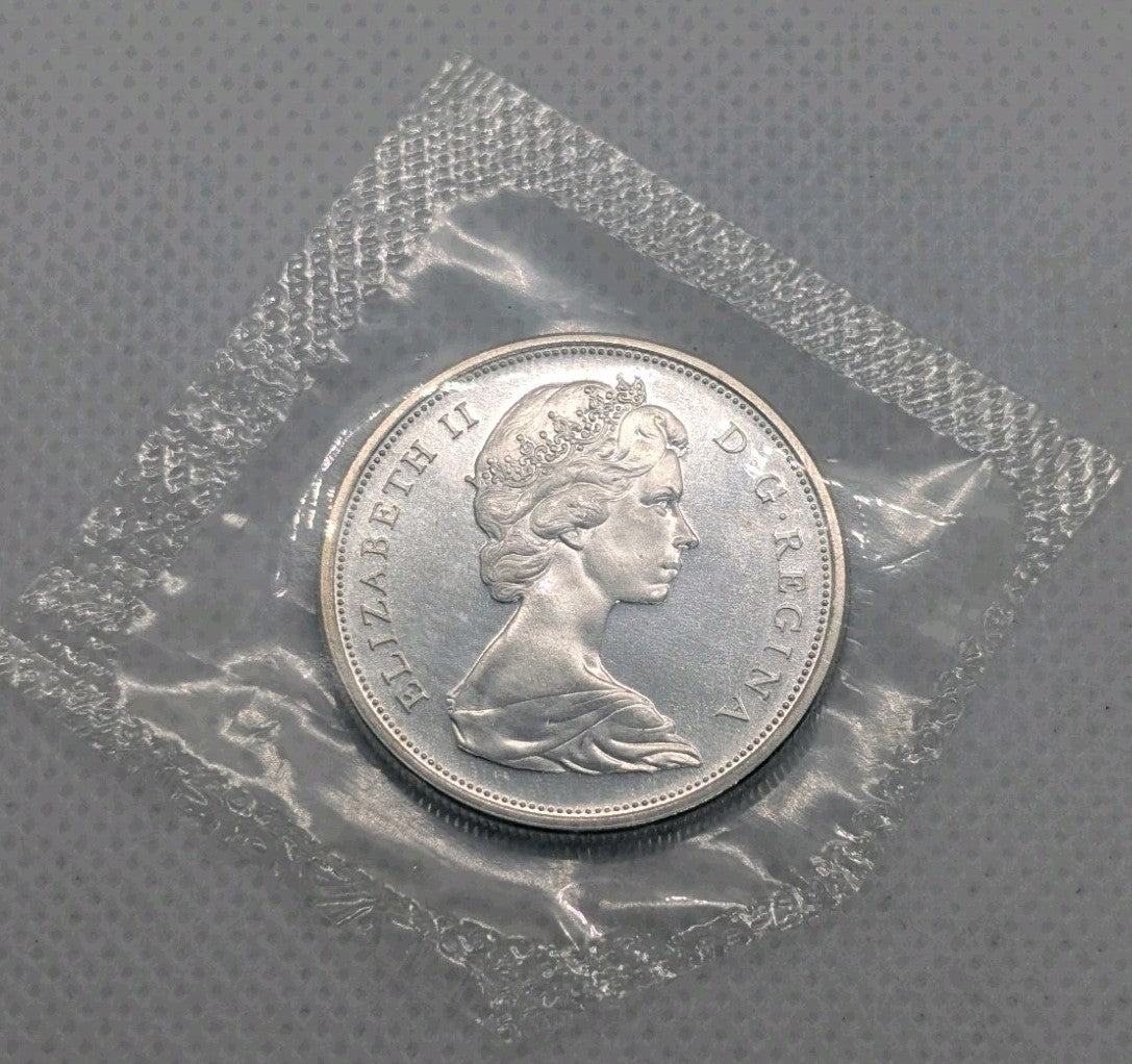 1965 Canadian 50 Cents .800 Silver Half Dollar Queen Elizabeth II - BU Sealed1