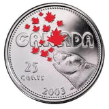 RCM Royal Canadian Mint 2003 Canada Colored 25 Cents Polar Bear Maple Leaf Coin1