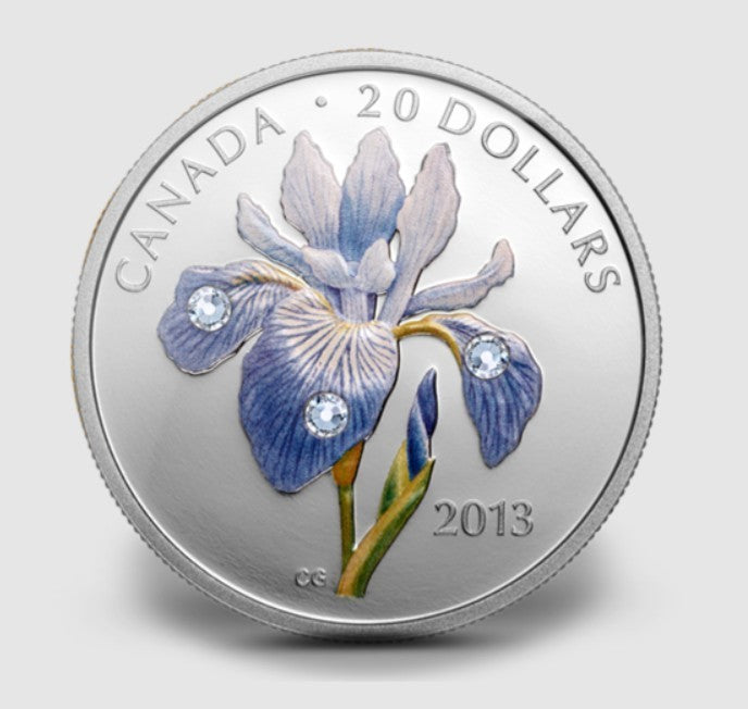 2013 Canada $20 FINE SILVER COIN - Iris Versicolor - Blue Flag Iris0