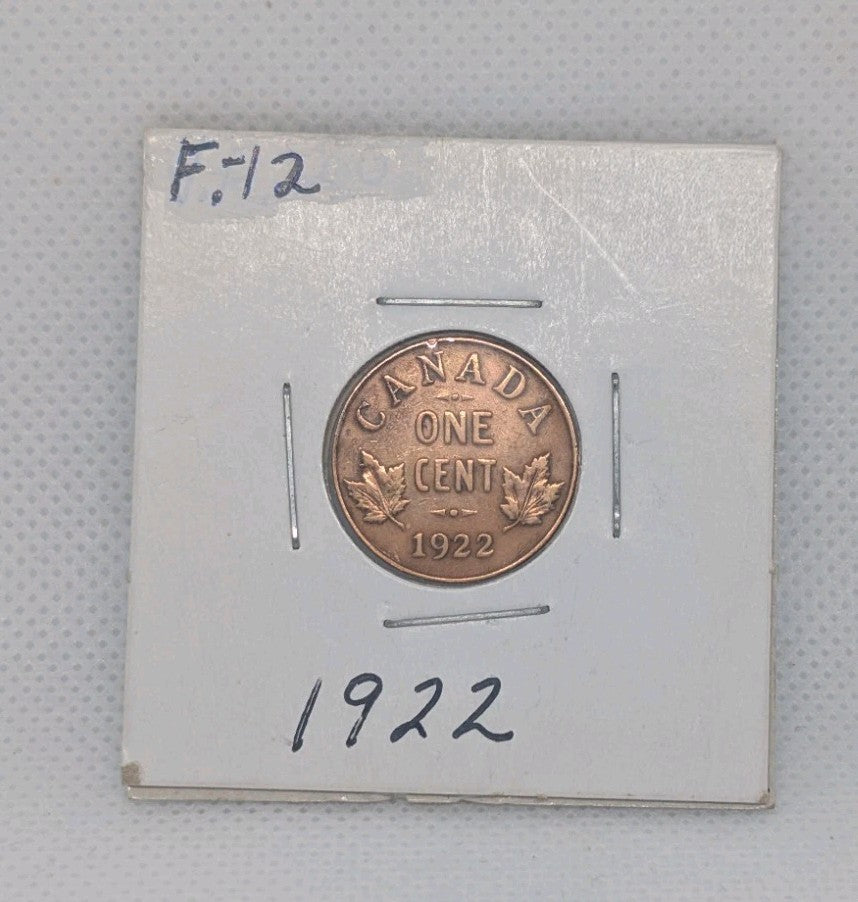 1922 Canada One Cent - Circulated F-12 - Beautiful Patina0