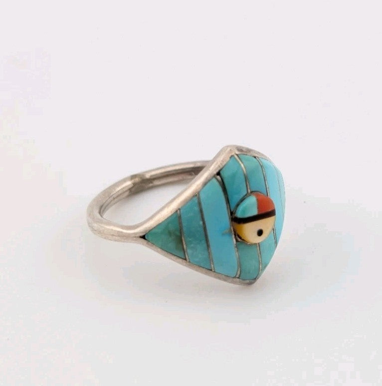 Vintage Sterling Silver SOUTHWEST Navajo Turquoise Ring Size 80