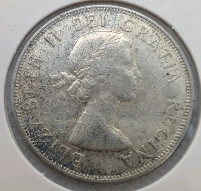 1958 Canadian 50 Cents .800 Silver Half Dollar Queen Elizabeth II Circ - NumisFind