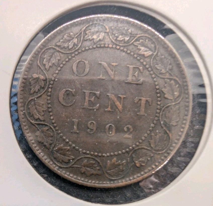 Canada 1902 Large Cent 1c King Edward VII Copper Coin VF Canadian Penny0