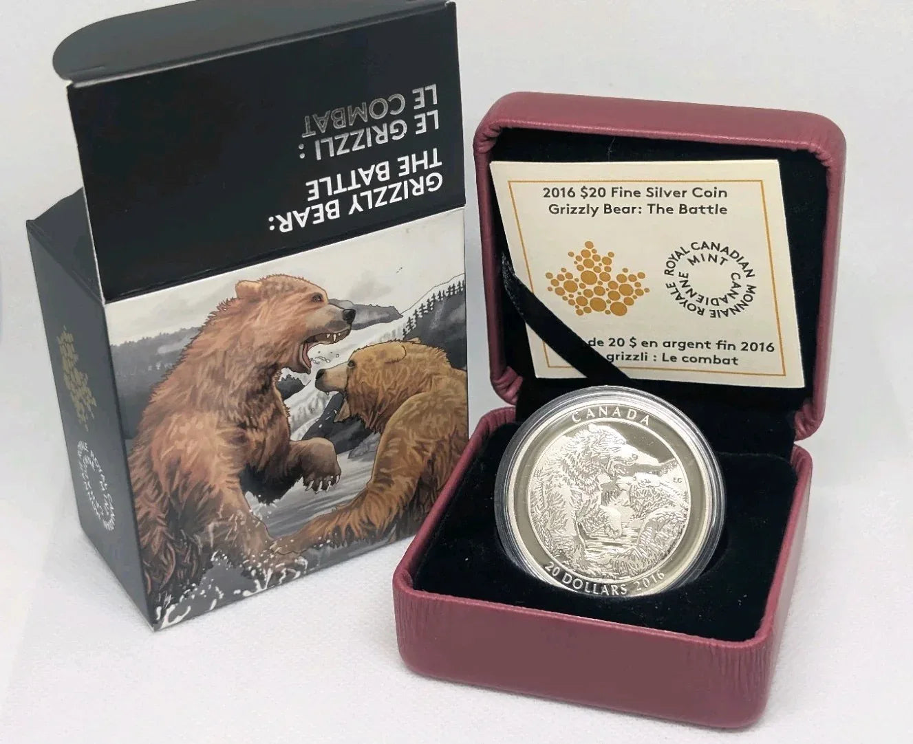 2016 Canada $20 Grizzly Bear: The Battle - Pure Silver Coin - NumisFind
