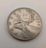 Canada 1944 25 Cents 25c Canadian Caribou Quarter Coin - 80% Silver - ASW .150oz0