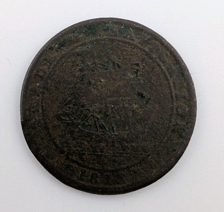 '1813' TRADE & NAVIGATION NOVA SCOTIA SHIP PURE COPPER CANADA HALF PENNY TOKEN1