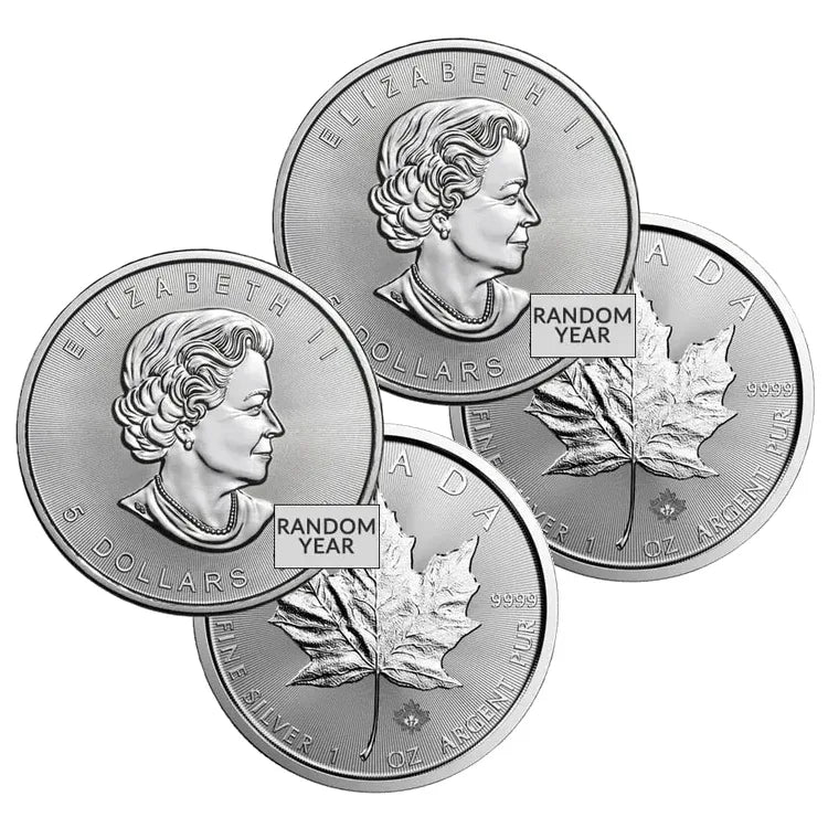 1 oz Canadian Silver Maple Leaf Coin BU (Random Year) Lot of 2 - NumisFind