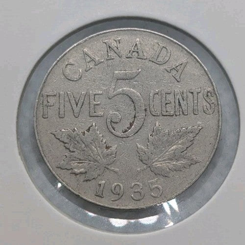 Canada Nickel 5 Cents 1935 - Circulated - Shipping Low Cost0