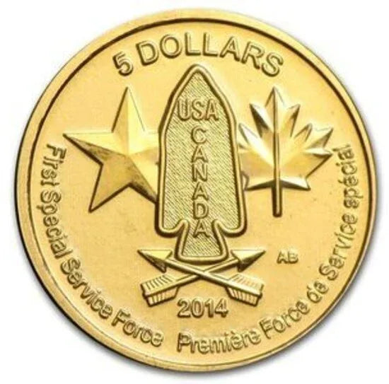 1/10 oz 2014 Devil's Brigade 1st Special Forces FSSF Sealed Fine Gold RCM Coin - NumisFind