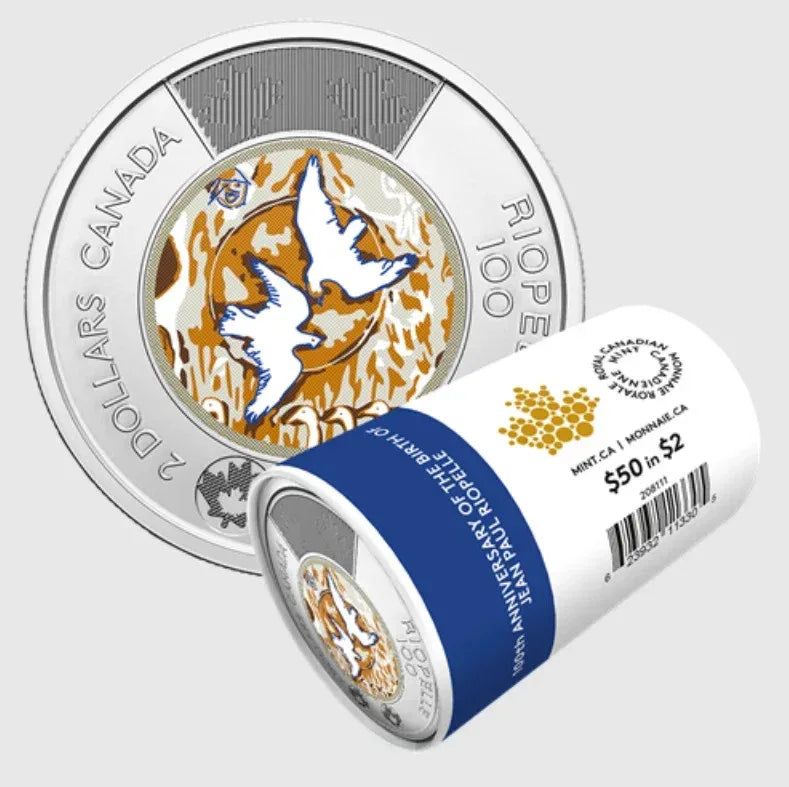 NEW ! 2023 Riopel Toonie $2 Color Canada Special Wrap RCM Roll - 25 coins - NumisFind