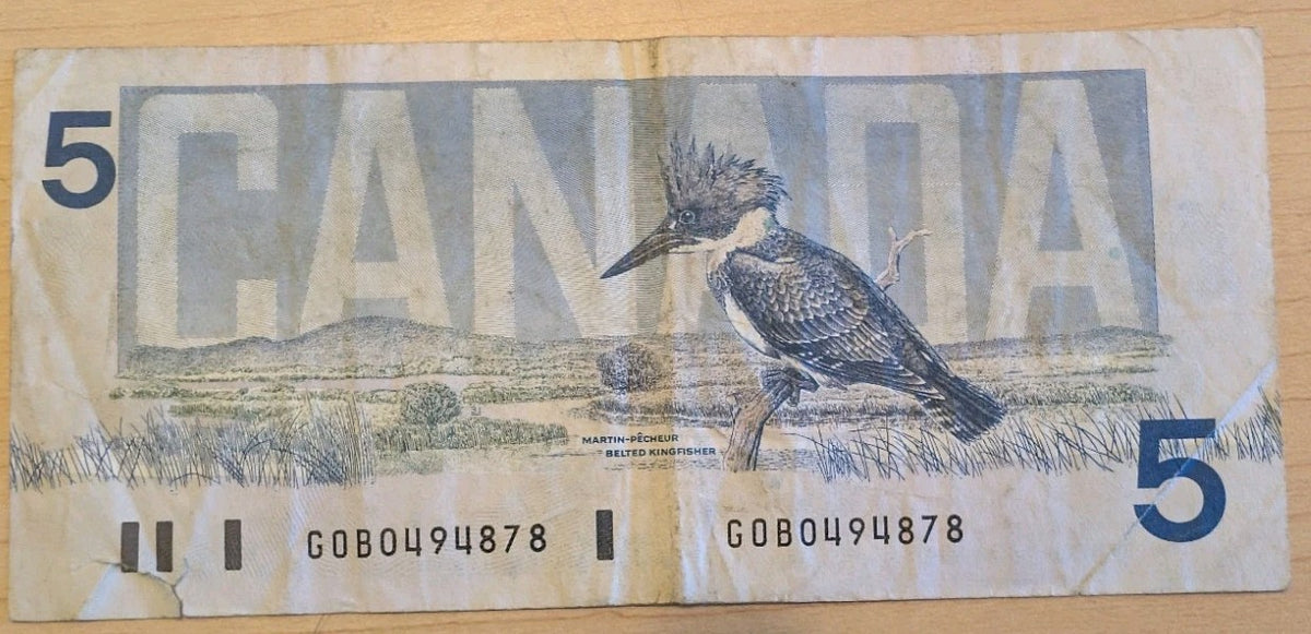 1986 Bank of Canada $5 Dollars Note - Bonin/Thiessen - GOB - Circ1