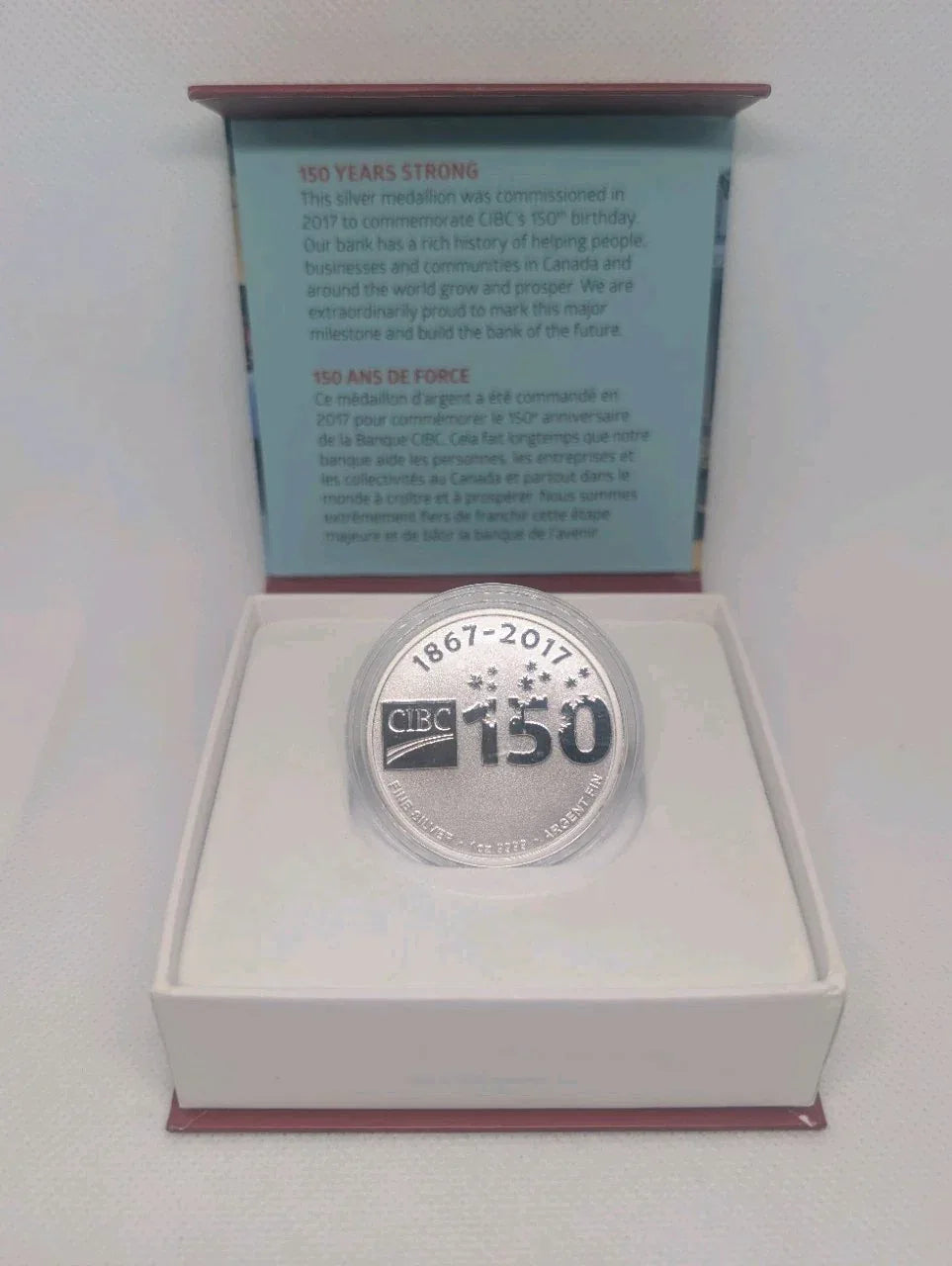 18672017 CIBC 150th Anniversary 1oz .9999 Silver In Box - NumisFind