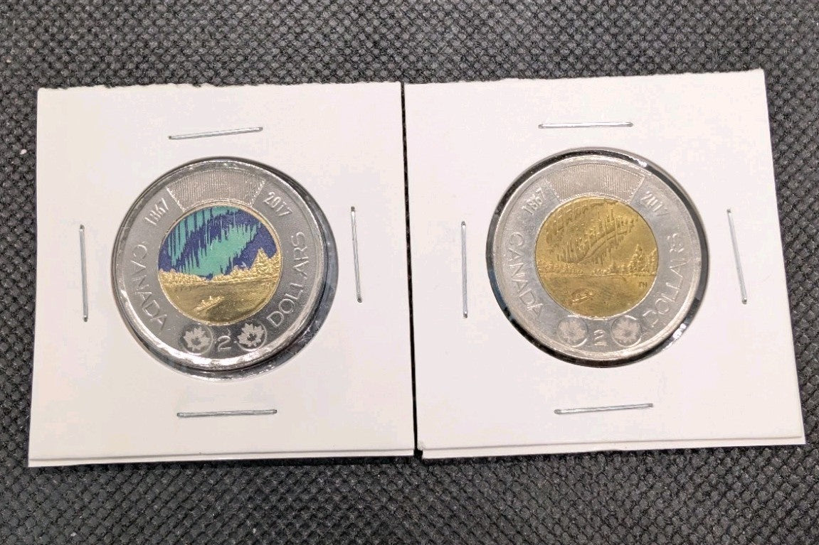 2017 Canada $2 Dollar - Toonie Set of 2 - Colour and Non-Colour0