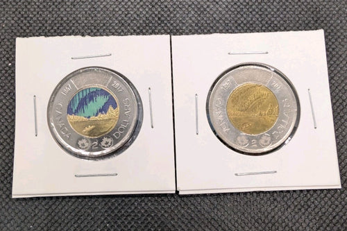 2017 Canada $2 Dollar - Toonie Set of 2 - Colour and Non-Colour0