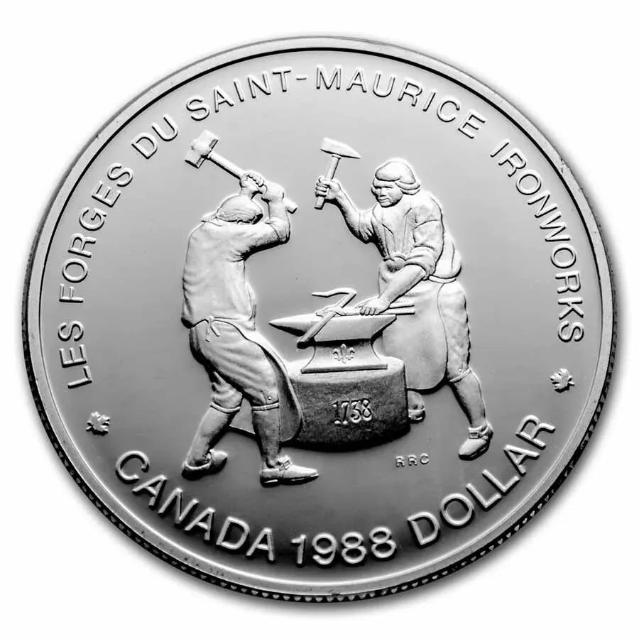 1988 - 1 Dollar - Silver Coin - Canada - Saint-Maurice Ironworks - Proof - NumisFind