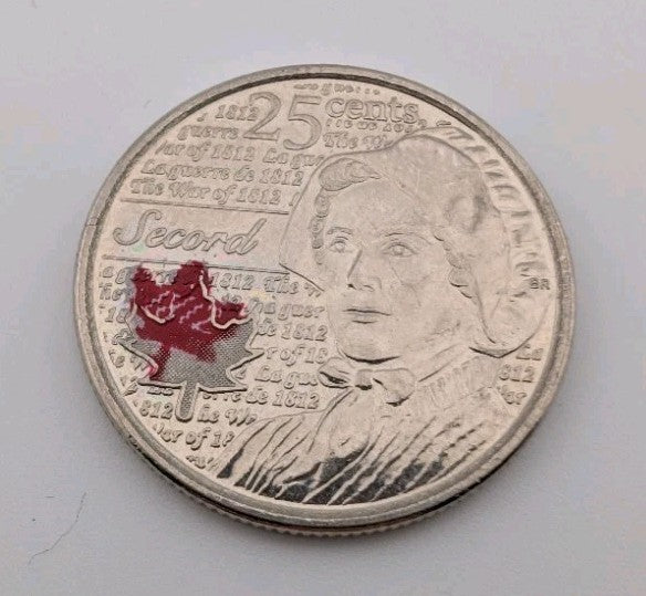 2013 Canada 25¢ Laura Secord Colorized Coin – Major Color Misalignment Error0