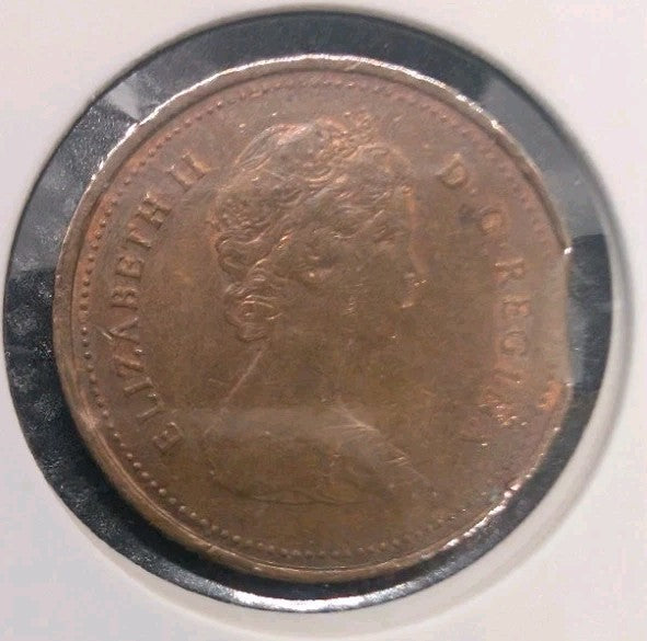 1980 Canada Penny Clipped Planchet Mint Error Coin Elizabeth II 1 Cent1