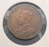 CANADA - 1913 Large Canadian 1 Cent Penny - F-12 Cleaned1