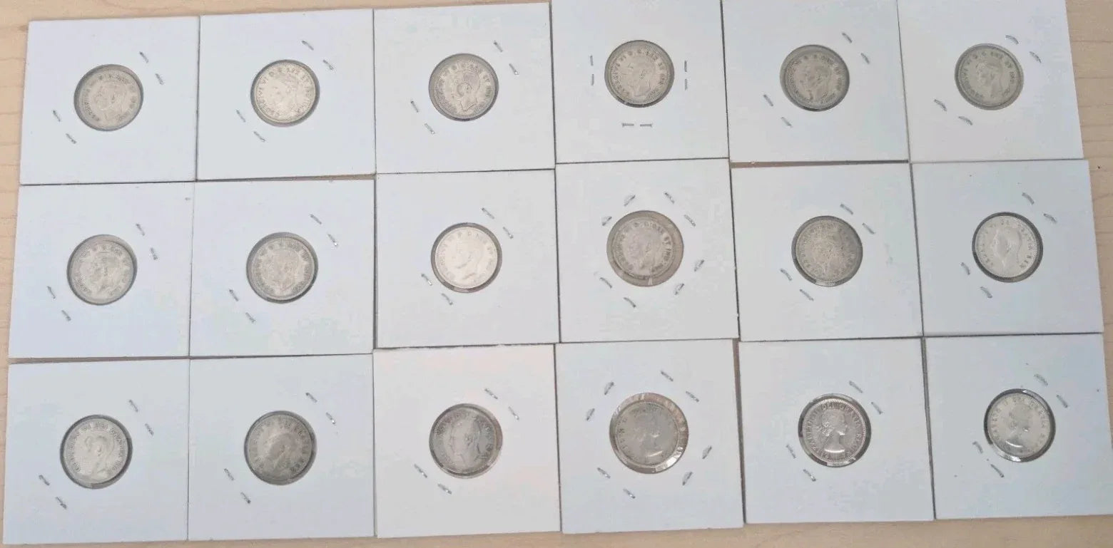 Canadian Silver Dimes Lot Of 18 10c coins from 1939 to 1955 - NumisFind