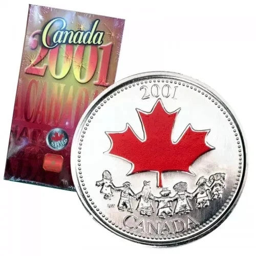 2001P Canada Day 25 Cents  -  Coloured Proof Like - In Original Packaging0