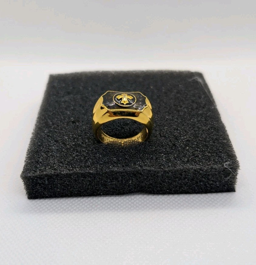 18k Gold Plated Ring, size 9,5 - Beautiful Cross Design - Faith And Strength 0