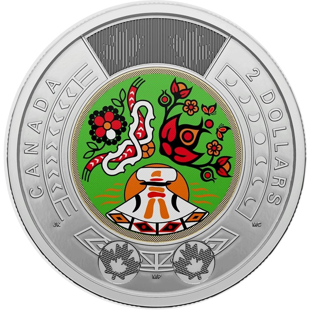 CANADA  2 DOLLAR COIN 1 COLOURED 2023. 1952-2022 CENTENNIAL INDIGENOUS0