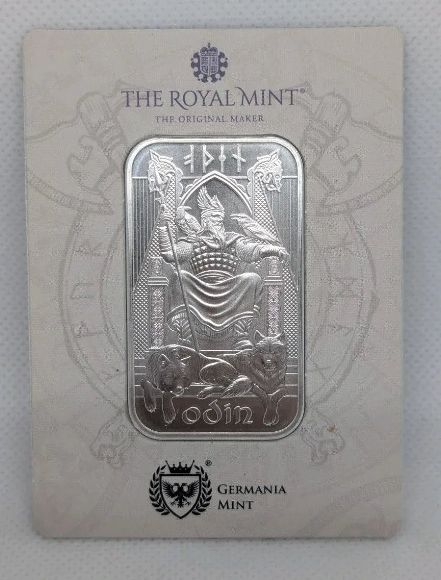 2025 The Royal Mint & Germania Mint partnered 1 oz Silver Bar Norse Gods Odin - NumisFind