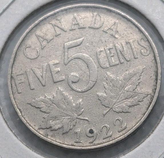 Canada Nickel 5 Cents 1922 - Circulated - Shipping Low Cost - NumisFind