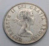 1958 Canadian 50 Cents .800 Silver Half Dollar Queen Elizabeth II UNC1