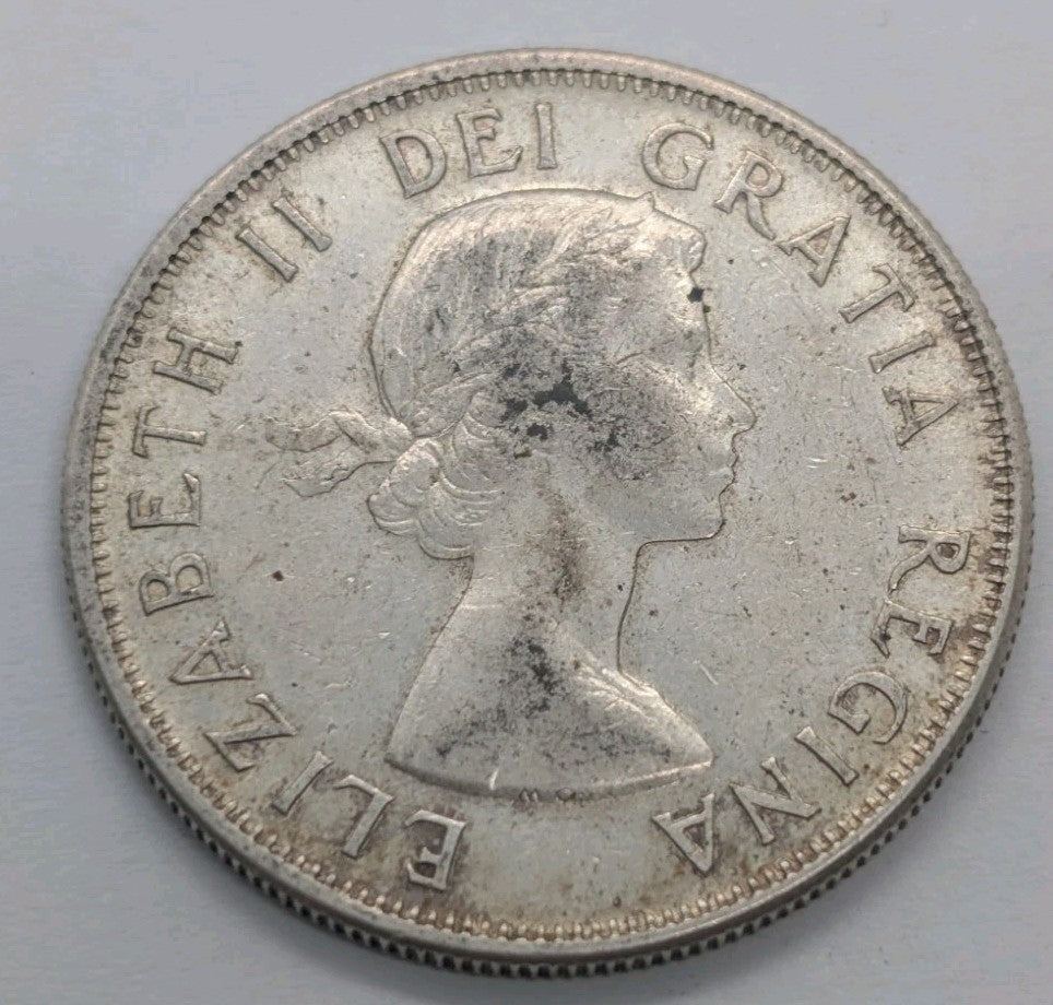 1958 Canadian 50 Cents .800 Silver Half Dollar Queen Elizabeth II UNC1