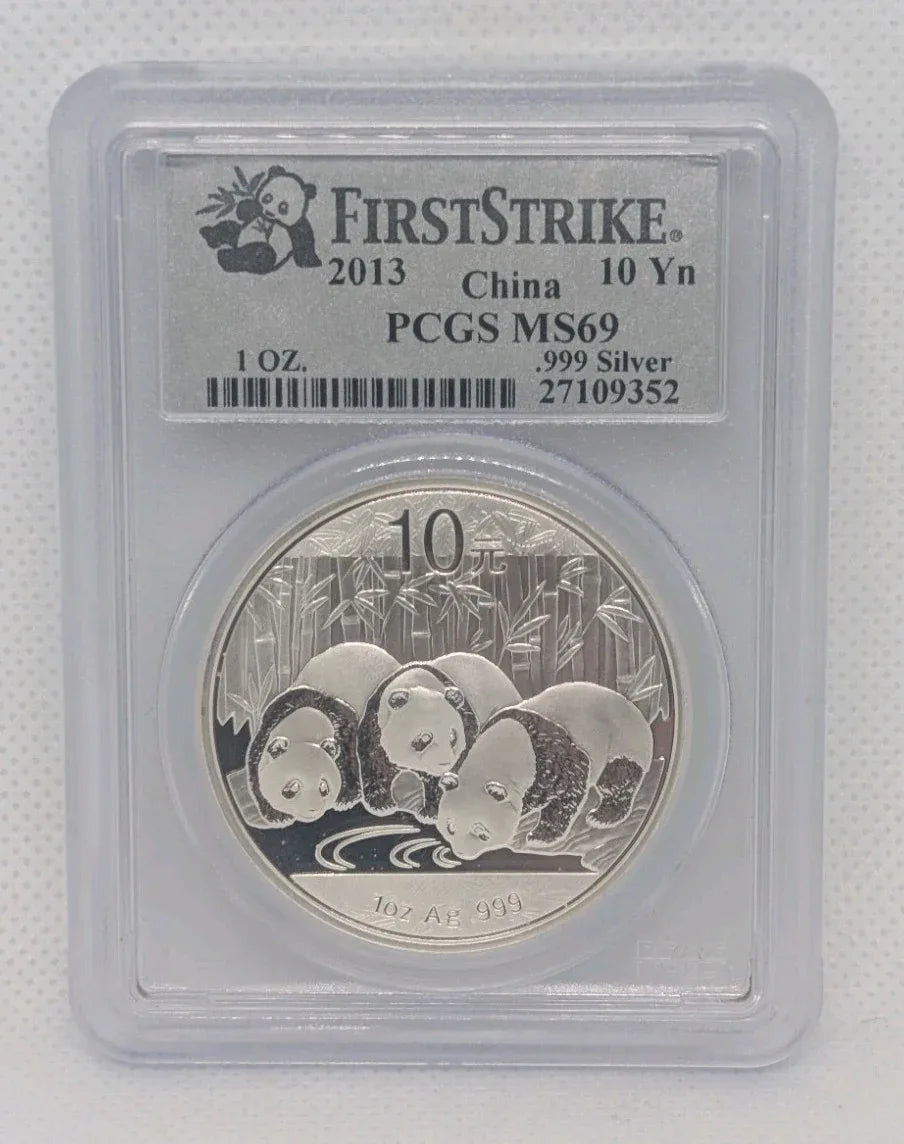 2013 10Yn China 1 oz Silver Panda PCGS MS 69 | First Strike Uncirculated UNC BU - NumisFind