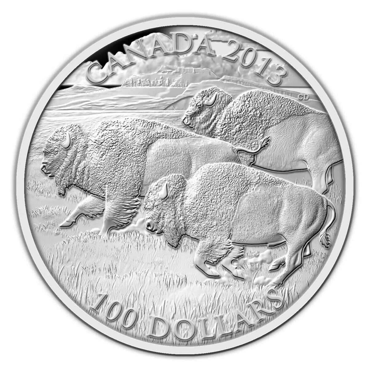 2013 Canada Bison Stampede $100 for $100 1 oz .9999 Pure Silver Coin – RCM0