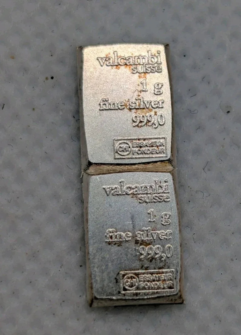 2 x 1 Gram .999 Fine Silver Bar - Valcambi Suisse CombiBar piece - UNC - NumisFind