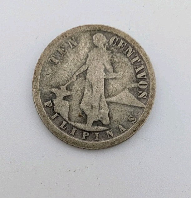 1929-M US Administration Philippines 10 CENTAVOS Silver Coin 0.750 Purity1