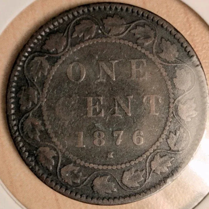 RARE - MINT ERROR - Open D - 1876 H - Canada 1 one cent large penny - G-4 - NumisFind