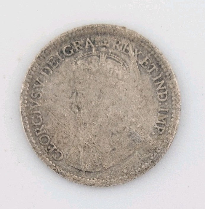 1917 Canada 5 cents Silver Coin Nickel Circulated1