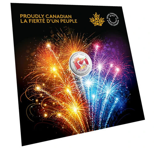 2017 CANADA’S 150th $5 DOLLAR PURE SILVER COLOURED GLOW-IN-THE-DARK 1/4 Oz COIN 0