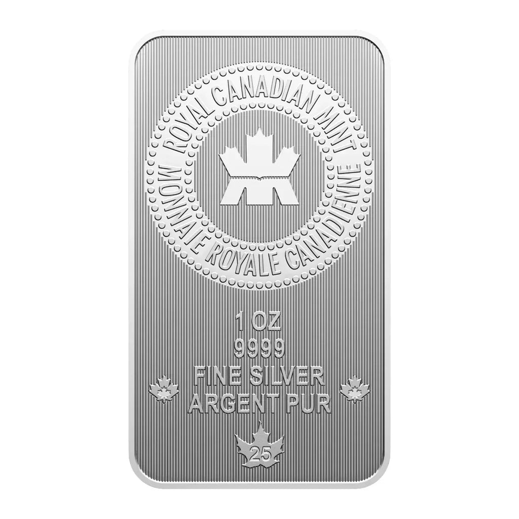 2025 RELEASE RCM 1 OZ PURE SILVER BAR IN PROUDLY CANADIAN TEP ASSAY PACKAGING - NumisFind