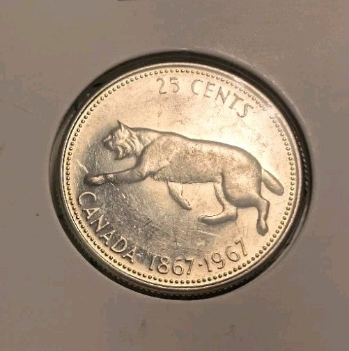 1967 Canada 25 Cents Elizabeth II Silver Quarter Coin 25 Cent 5.83g 0.8 Silver0