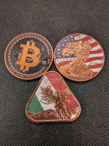 Lot of 3 Copper Rounds 1 oz .999 Bitcoin Walking Liberty Libertad Colorized Coin0