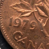1979 Canada 1 Cent Penny Double Date Error Coin Strong Doubling - Mint State1