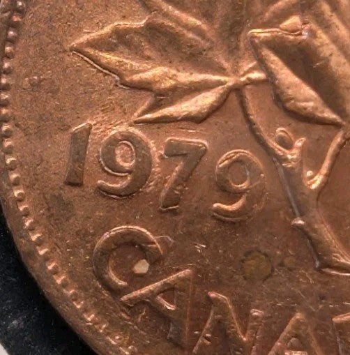 1979 Canada 1 Cent Penny Double Date Error Coin Strong Doubling - Mint State1